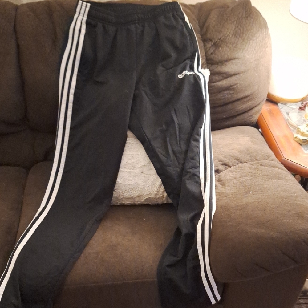 Adidas Black Pants with White Stripes